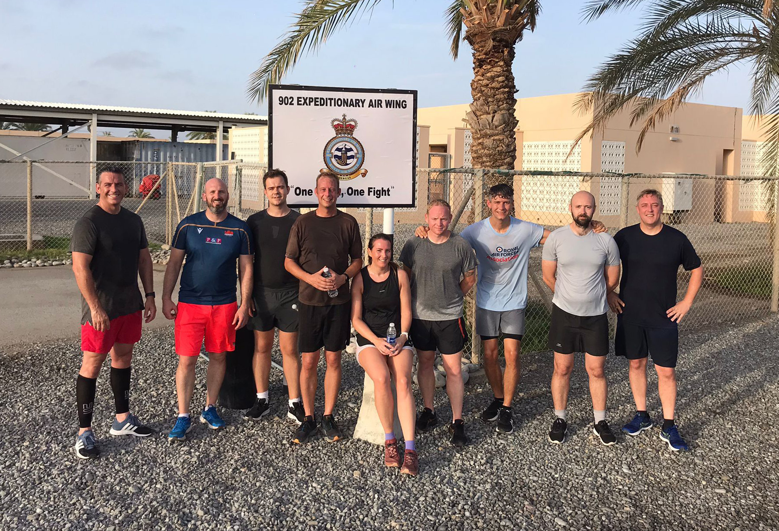 Image shows aviators outside in gym kit.